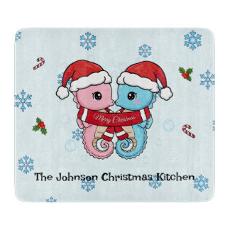 Personalized Seahorse Christmas Cutting Board Snijplank