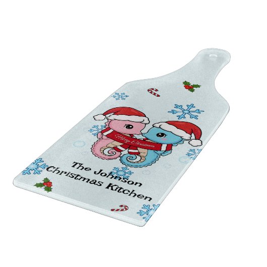 Personalized Seahorse Christmas Cutting Board Snijplank (Hoek)