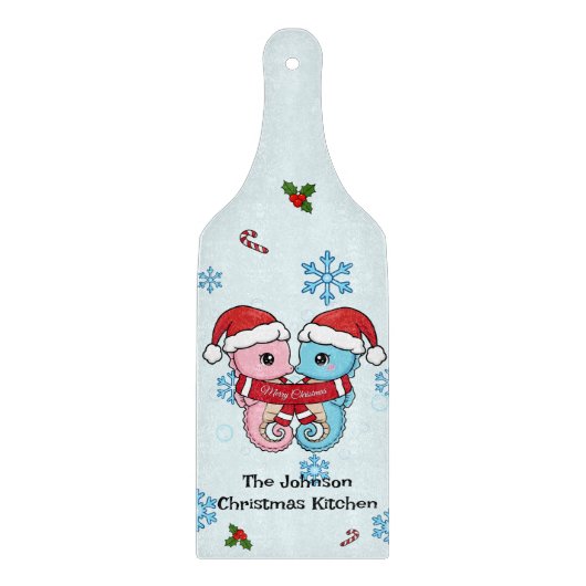 Personalized Seahorse Christmas Cutting Board Snijplank (Voorkant)