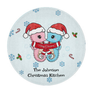 Personalized Seahorse Christmas Cutting Board Snijplank