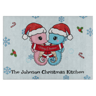 Personalized Seahorse Christmas Cutting Board Snijplank