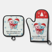 Personalized Seahorse Christmas Oven Mitt Set (Voorkant)