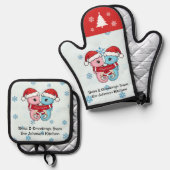 Personalized Seahorse Christmas Oven Mitt Set (Voorkant / Achterkant)