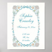 Personalized Seashells Ribbon Birth Info Poster (Voorkant)