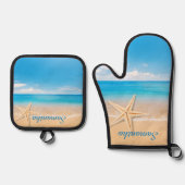 Personalized Seaside Kitchen Mitt & Pot Set (Voorkant)