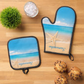 Personalized Seaside Kitchen Mitt & Pot Set (Top down)