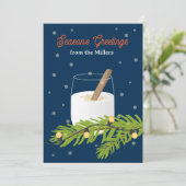 Personalized Season’s Greetings Card with Eggnog Kaart (Staand voorkant)