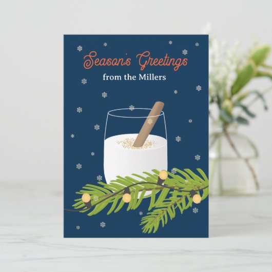 Personalized Season’s Greetings Card with Eggnog Kaart (Staand voorkant)