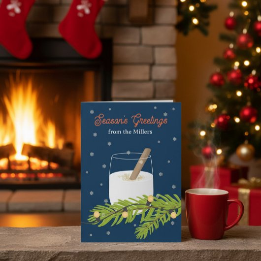 Personalized Season’s Greetings Card with Eggnog Kaart