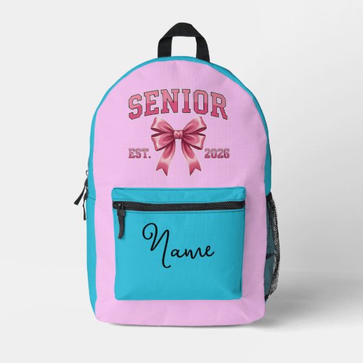 Personalized Senior 2026 with Pink Bow Bedrukte Rugzak (Voorkant)