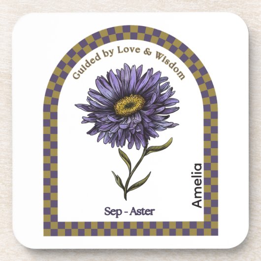 Personalized September Birth Month Flower Coaster Bier Onderzetter (Voorkant)