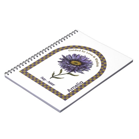 Personalized September Birth Month Flower Notebook Notitieboek (Linkerzijde)