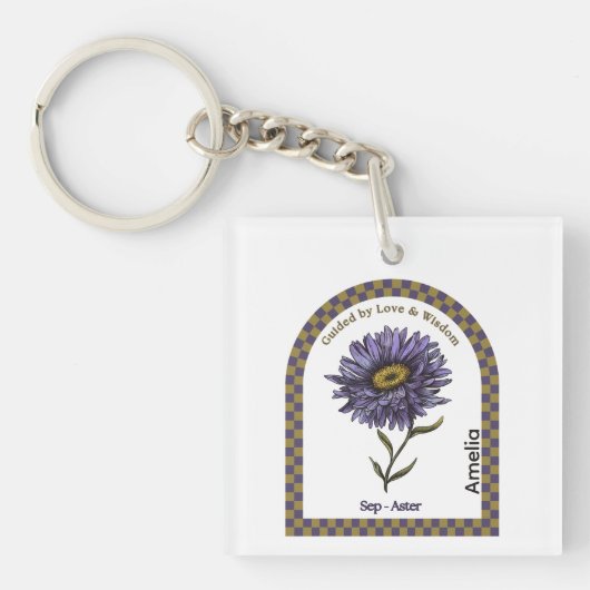Personalized September Birth Month Flower Sleutelhanger (voorkant)