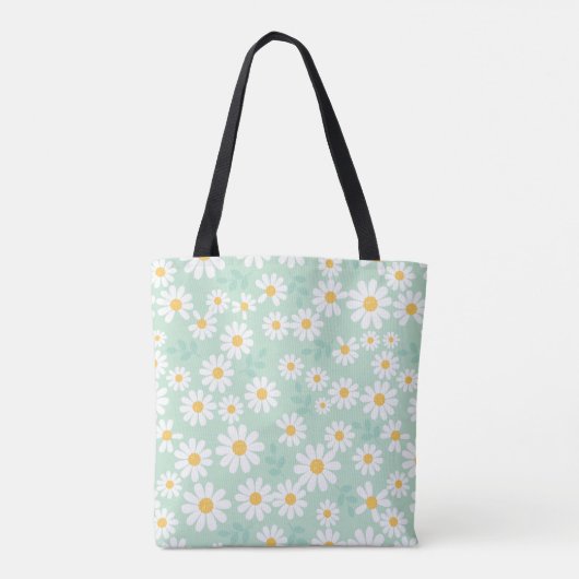 Personalized Serene Daisy Floral Tote Bag (Achterkant)