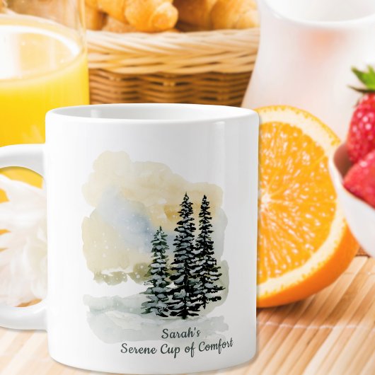 Personalized Serene Sip & Be Still Mug | Watercolo Grote Koffiekop