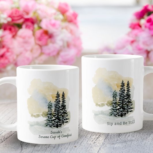 Personalized Serene Sip & Be Still Mug | Watercolo Grote Koffiekop
