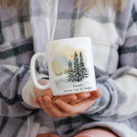 Personalized Serene Sip & Be Still Mug | Watercolo Grote Koffiekop