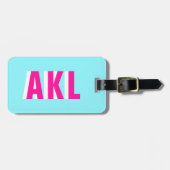 Personalized Shadow Monogram Blue Hot Pink Custom Bagagelabel (Voorkant horizontaal)