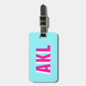 Personalized Shadow Monogram Blue Hot Pink Custom Bagagelabel (Voorkant verticaal)