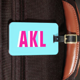 Personalized Shadow Monogram Blue Hot Pink Custom Bagagelabel