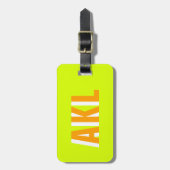 Personalized Shadow Monogram Bright Green Orange Bagagelabel (Voorkant verticaal)