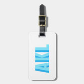 Personalized Shadow Monogram Pastel Blue Custom Bagagelabel (Voorkant verticaal)