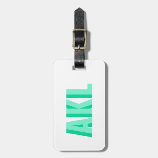 Personalized Shadow Monogram Pastel Green Custom Bagagelabel (Voorkant verticaal)