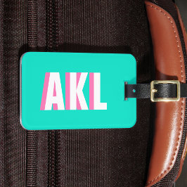 Personalized Shadow Monogram Pink Aqua Green Bagagelabel