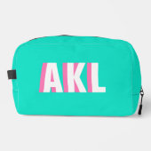 Personalized Shadow Monogram Pink Aqua Green Toilettasje (Voorkant)