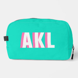 Personalized Shadow Monogram Pink Aqua Green Toilettasje