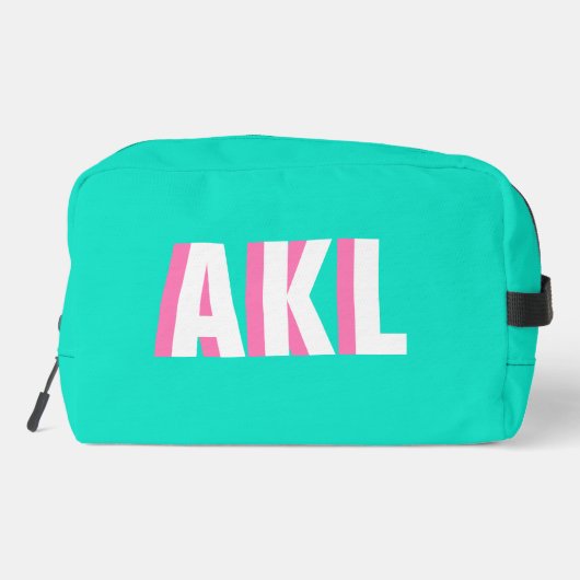 Personalized Shadow Monogram Pink Aqua Green Toilettasje (Achterkant)