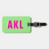 Personalized Shadow Monogram Pink Green Custom Bagagelabel (Voorkant horizontaal)
