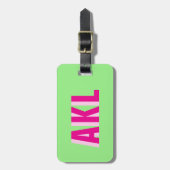 Personalized Shadow Monogram Pink Green Custom Bagagelabel (Voorkant verticaal)