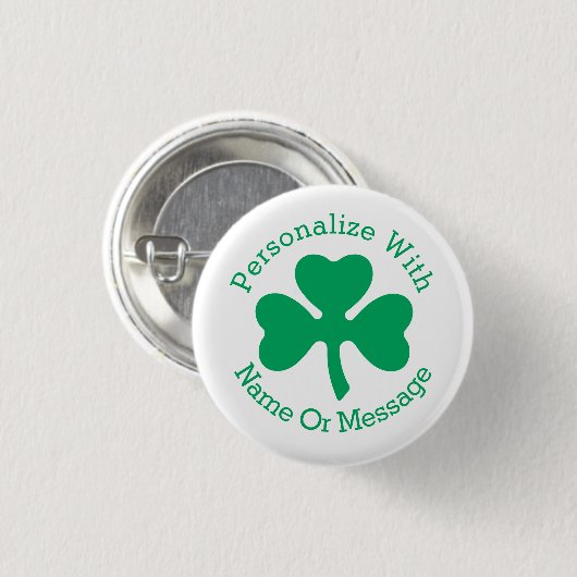 PERSONALIZED Shamrock St Patricks Day Ronde Button 3,2 Cm (Voorkant /achterkant)