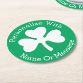 PERSONALIZED Shamrock St Patricks Day Ronde Kartonnen Onderzetter (Gebogen)