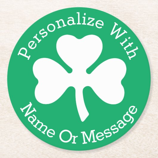 PERSONALIZED Shamrock St Patricks Day Ronde Kartonnen Onderzetter (Voorkant)