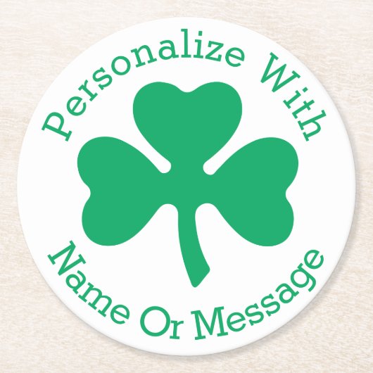 PERSONALIZED Shamrock St Patricks Day Ronde Kartonnen Onderzetter (Voorkant)