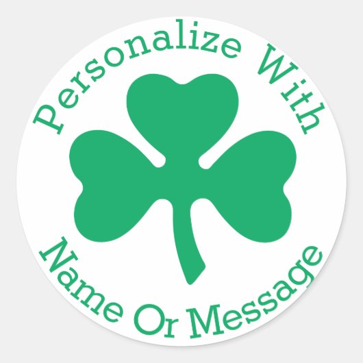 PERSONALIZED Shamrock St Patricks Day Ronde Sticker (Voorkant)