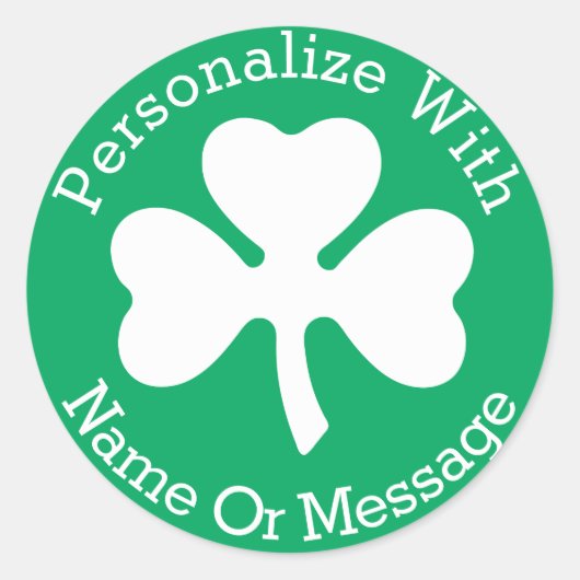 PERSONALIZED Shamrock St Patricks Day Ronde Sticker (Voorkant)