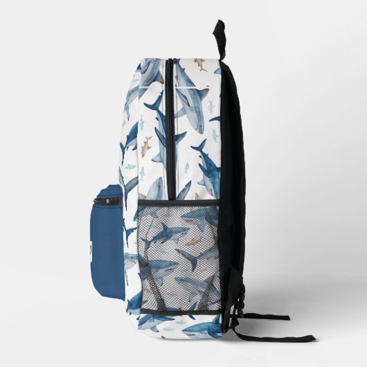 Personalized Shark Pattern Backpack for Boys Bedrukte Rugzak (Rechts)