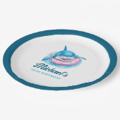 Personalized Shark Pool Party Papieren Bordje (Gekanteld)