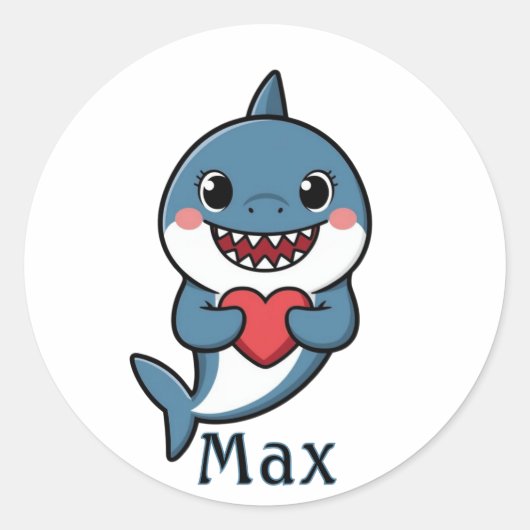 Personalized Shark Valentine Sticker for Boys (Voorkant)