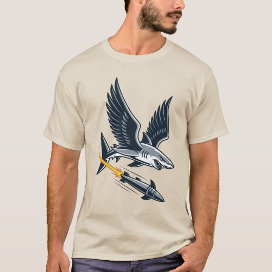 Personalized Shark with Wings and Missile Drop T-shirt (Voorkant)