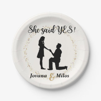 Personalized She said Yes Engagement Plate  Papieren Bordje