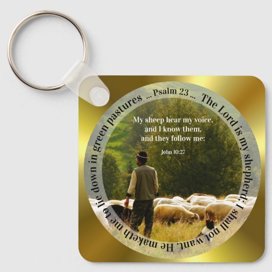 Personalized Shepherd and Flock Psalm 23 Key Ring Sleutelhanger (Voorkant)