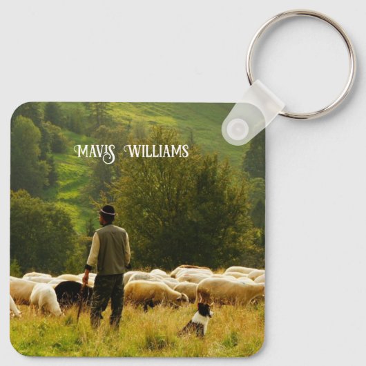 Personalized Shepherd and Flock Psalm 23 Key Ring Sleutelhanger (Achterkant)