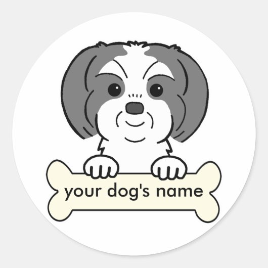 Personalized Shih Tzu Ronde Sticker (Voorkant)