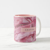 Personalized Shimmer Glossy Pink Ice Tweekleurige Koffiemok (Voorkant rechts)