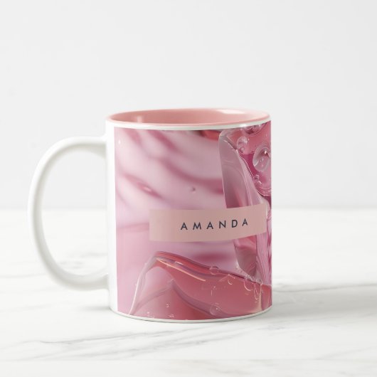 Personalized Shimmer Glossy Pink Ice Tweekleurige Koffiemok (Links)