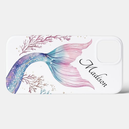 Personalized Shimmering Mermaid Tail Phone Case (Achterkant (horizontaal))